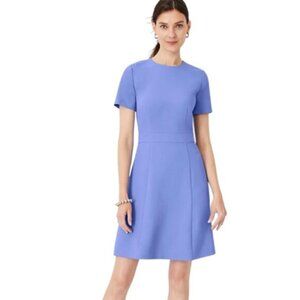 NWT Ann Taylor Fit & Flare Dress Blue Short Sleeve Size 8